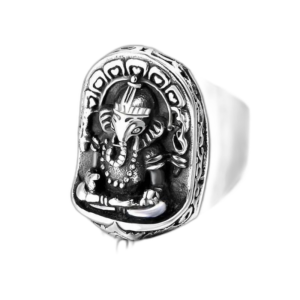 Bague Acier Ganesh: Style Unique! - Argent / 51.9 Mm