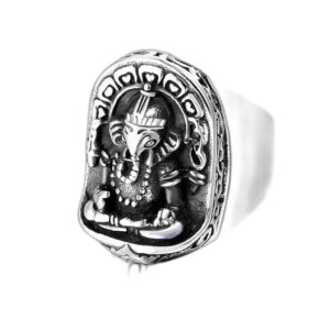 Bague Acier Ganesh: Style Unique! - Argent / 51.9 Mm