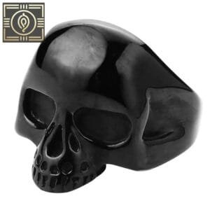 Bague Acier Inoxydable Chevalière Tête De Mort Noir Homme - 54.50 Mm