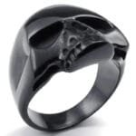 Bague Acier Inoxydable Chevalière Tête De Mort Noir Homme