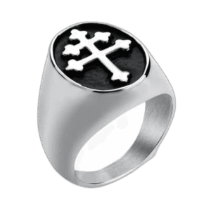 bague acier inoxydable face ronde croix de lorraine 57 mm roas250 852 1