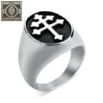 Bague Acier Inoxydable Face Ronde Croix De Lorraine - 57 Mm