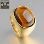 bague acier oeil de tigre le bijou ideal 54 4 mm or ovale roas250 362 1