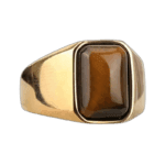 Bague Acier œil De Tigre: Le Bijou Idéal - 54.4 Mm / Or Rectangle