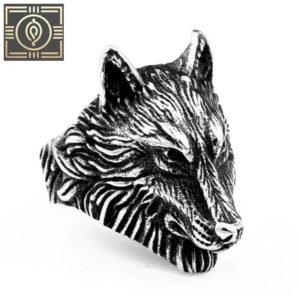 bague acier tete de loup joaillerie homme unique 54 4 mm roas250 678 1