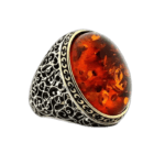Bague Ambre Synthétique Rouge: élégance Et Brillance - 55 Mm