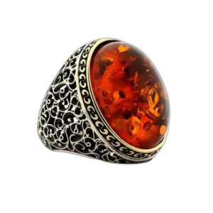 Bague Ambre Synthétique Rouge: élégance Et Brillance - 55 Mm