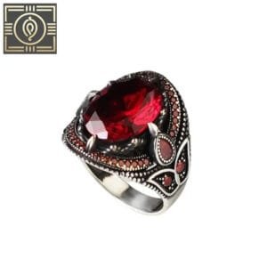 Bague Ancienne Argent Avec Pierre Rouge: L’éclat Vintage Eminent - 58 Mm