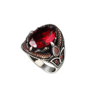 Bague Ancienne Argent Avec Pierre Rouge: L’éclat Vintage Eminent - 58 Mm