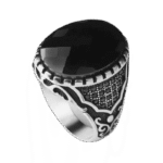 Bague Ancienne Argent Pierre Noire Ovale: élégance Classique