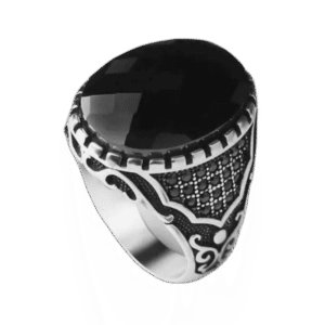 bague ancienne argent pierre noire ovale elegance classique 56 mm roas300 117 1