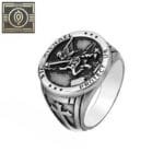 Bague Ange Michael Avec Face Ronde: Bijou Protecteur En Acier Inoxydable - Argent / 54.4 Mm