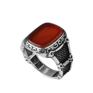 Bague Arabesque Argent Pierre Rouge: éclat Oriental Vibrante - 56 Mm