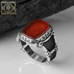 Bague Arabesque Argent Pierre Rouge: éclat Oriental Vibrante - 58 Mm