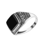 Bague Argent Avec Pierre Noire: élégance Masculine