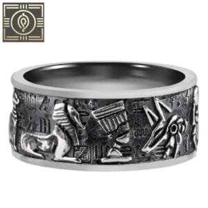 Bague Argent Hiéroglyphe égyptien Unique - Affirmez Votre Style - 57.2 Mm