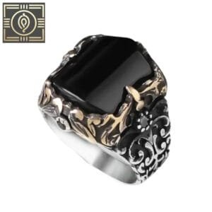 Bague Argent Onyx Vintage: élégance Intemporelle - 70 Mm