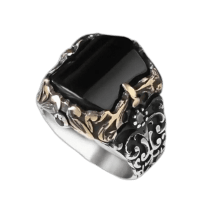 Bague Argent Onyx Vintage: élégance Intemporelle - 70 Mm
