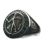 bague chevalier templier en acier avec face ronde roas300 191 1