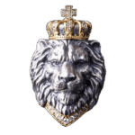 bague chevaliere acier roi lion bicolore et imposante roas200 482 1
