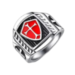 Bague Chevalière Acier Templier: Symbole De Force Et Courage - 54.4 Mm