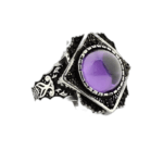 Bague Chevalière Argent 925 Avec Zircon Coloré - Violet / 55 Mm