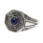 Bague Chevalière Argent Lapis: Pierre Fine Pour Esprit Zen - 54.4 Mm