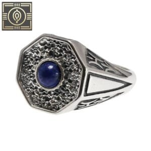 Bague Chevalière Argent Lapis: Pierre Fine Pour Esprit Zen - 54.4 Mm