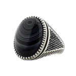 Bague Chevalière Argent Massif Avec Pierre Ovale En Onyx, élégance Raffinée