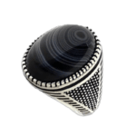 Bague Chevalière Argent Massif Avec Pierre Ovale En Onyx élégance Raffinée