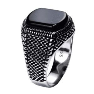 bague chevaliere argent ornee dune pierre donyx 54 4 mm noir roas300 171 1