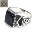 Bague Chevalière Argent Pierre Carrée D’onyx - 54.4 Mm / Noir