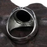 Bague Chevalière Argent Pierre Noir Ovale