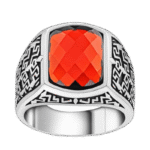 Bague Chevalière Argent Pierre Rouge: Luxe Et élégance Assurés