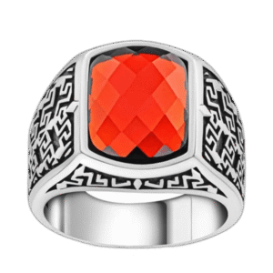 bague chevaliere argent pierre rouge luxe et elegance assures 55 mm roas400 629 1