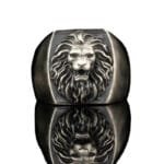 Bague Chevalière Argent Sterling Avec Gravure Lion