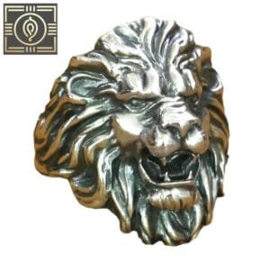 Bague Chevalière Argent Sterling Tête De Lion - 54.4 Mm