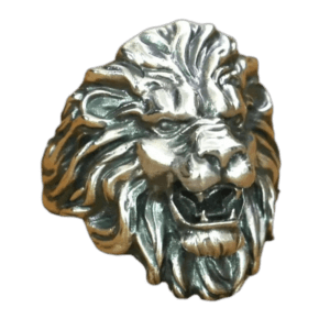 Bague Chevalière Argent Sterling Tête De Lion - 54.4 Mm