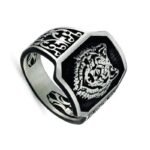 bague chevaliere argent sterling tete de loup octogonale roas400 681 2