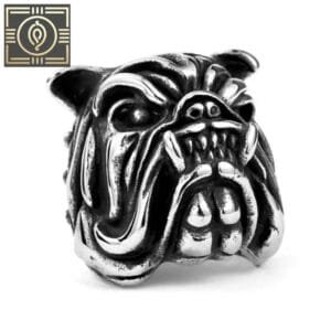 Bague Chevalière Bouledogue Acier: Amour Canin Stylé - 54.4 Mm / Argent