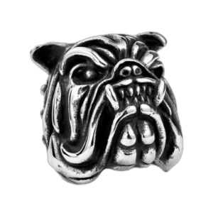 Bague Chevalière Bouledogue Acier: Amour Canin Stylé - 54.4 Mm / Argent