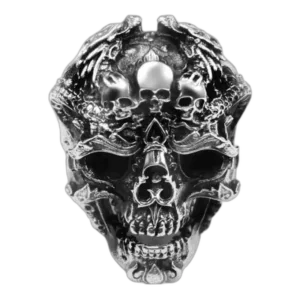 Bague Chevalière Crâne De Dragon En Argent Sterling - Incarnez La Puissance Du Dragon! - Redimensionnable