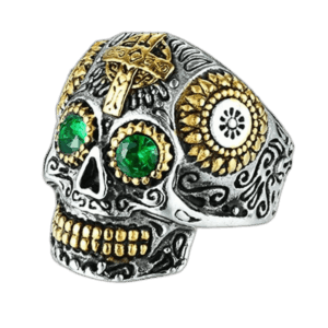 Bague Chevalière Crâne Mexicain - Look Sublime En Acier Inoxydable - 54.4 Mm