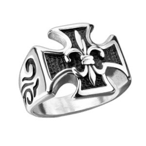 Bague Chevalière Croix à Fleur: Bijou Héraldique En Acier Inoxydable 3 Bague Chevalière Croix à Fleur: Bijou Héraldique En Acier Inoxydable