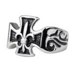 bague chevaliere croix a fleur bijou heraldique en acier inoxydable roas300 504 1