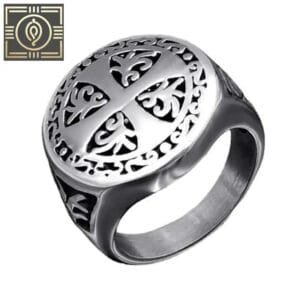 Bague Chevalière Croix Croisé: Acier Inoxydable - 59.50 Mm