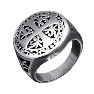 Bague Chevalière Croix Croisé: Acier Inoxydable - 59.50 Mm