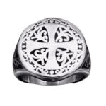 Bague Chevalière Croix Croisé: Acier Inoxydable