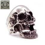 Bague Chevalière En Acier Inoxidable Couleur Métal - Skull-ring Vampire Pour Homme - Argent / 54.4 Mm