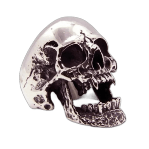 Bague Chevalière En Acier Inoxidable Couleur Métal - Skull-ring Vampire Pour Homme 2 Bague Chevalière En Acier Inoxidable Couleur Métal - Skull-ring Vampire Pour Homme - Argent / 54.4 Mm